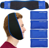 Face Ice Pack - Easy to Use as Wisdom Teeth Ice Pack, TMJ Relief Products, Jaw Pain – Hot & Cold Therapy for Chin, Headaches, Post Surgery Treatment - Adjustable Face Wrap Includes 4 Gel Packs